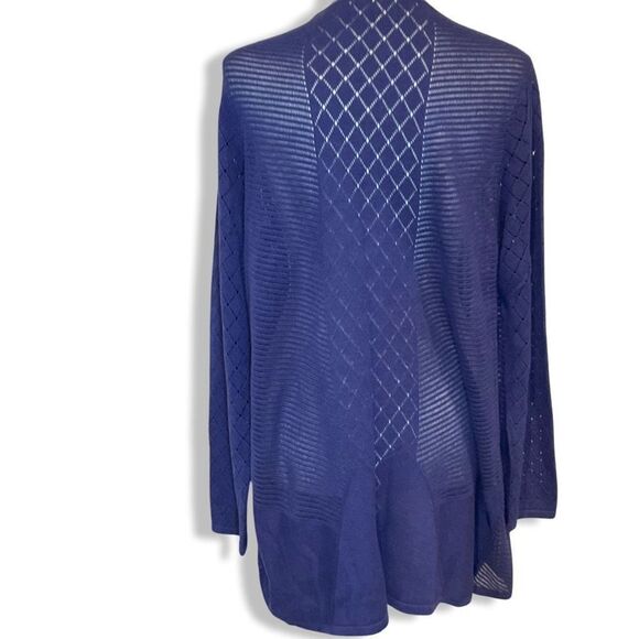 MOTH Anthropologie Lightweight Semi-sheer open knit cardigan, Navy Blue - Picture 6 of 7